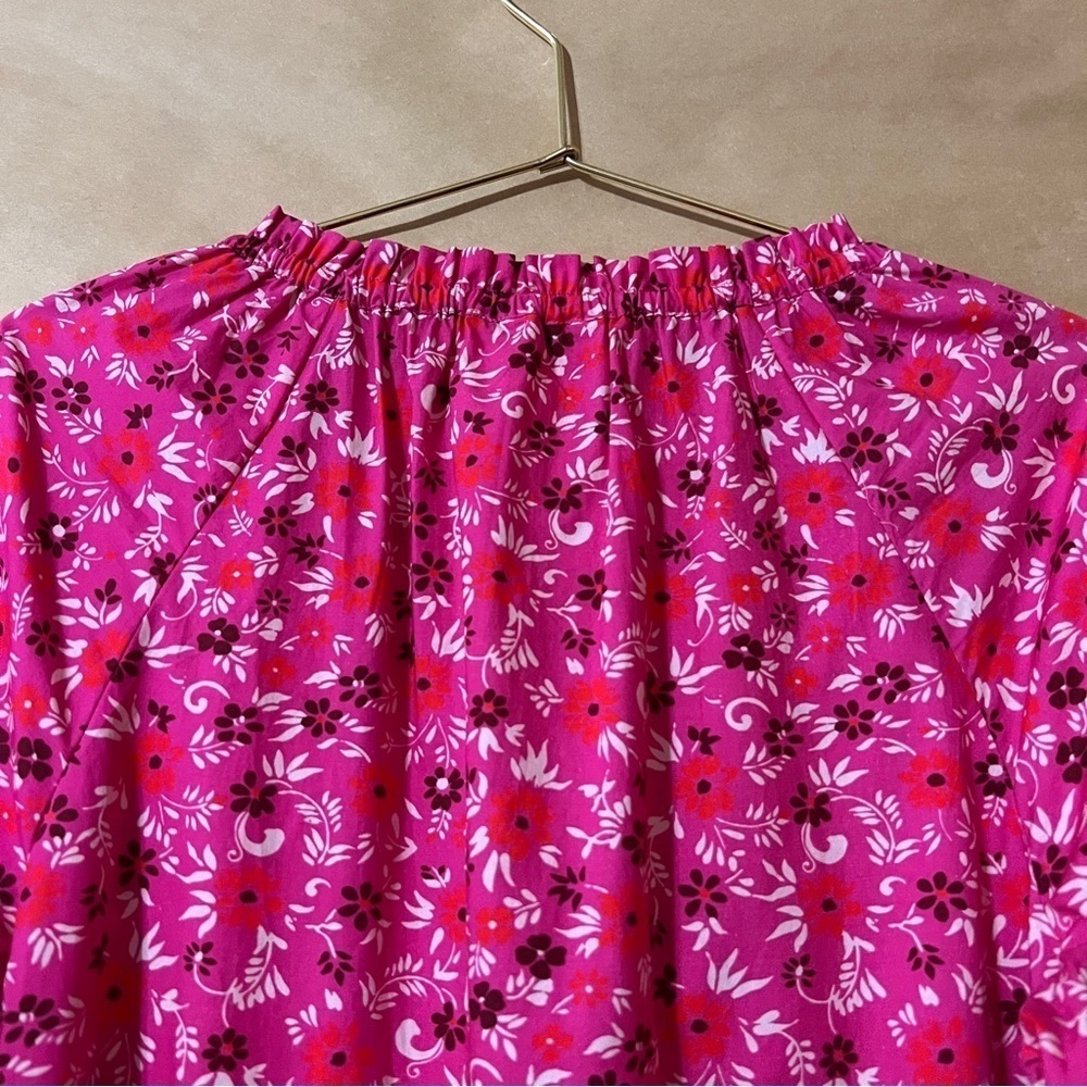 Figue | Bella Dress Tiered Popover Mini Dress Smocked Sleeve Pink Floral Size S - Picture 14 of 15